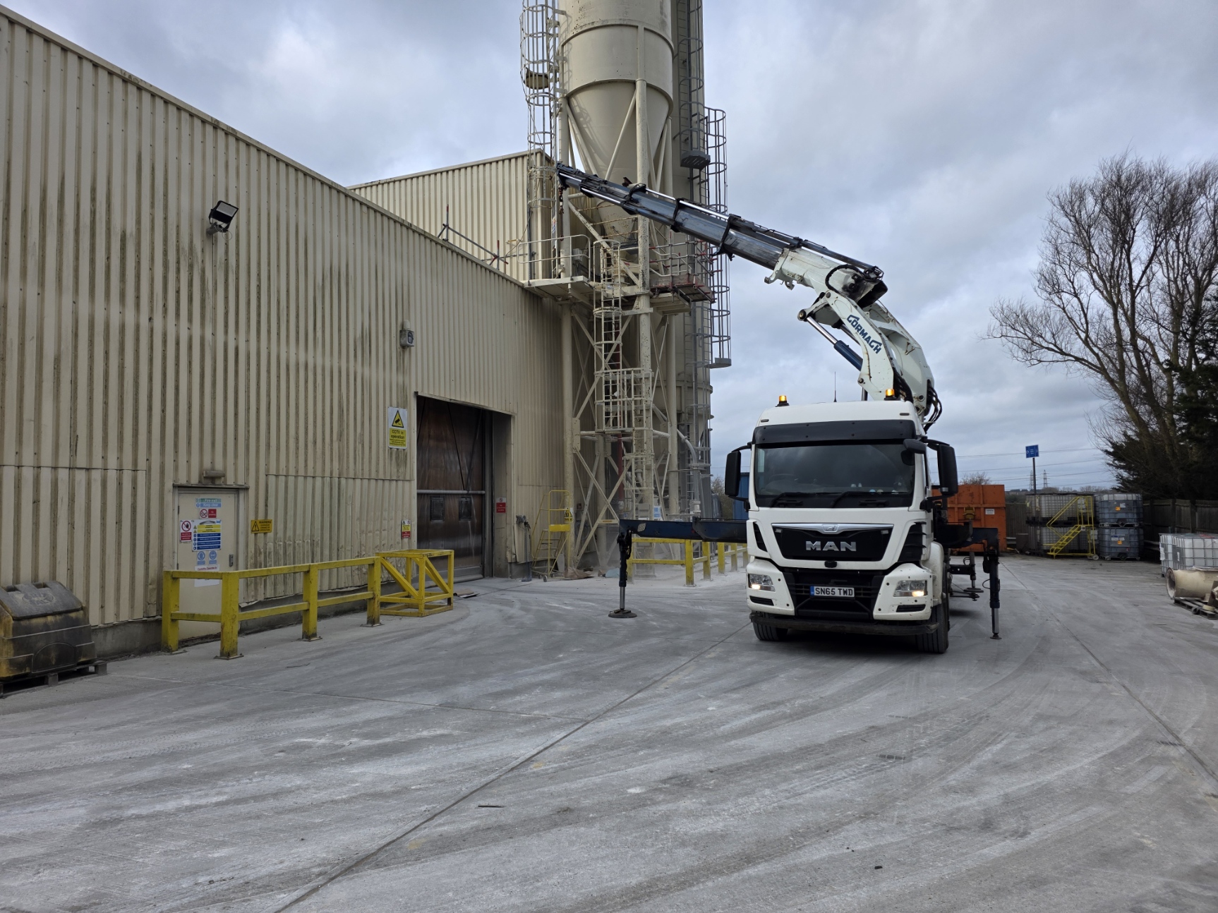 HIAB crane lift in progress — recent project