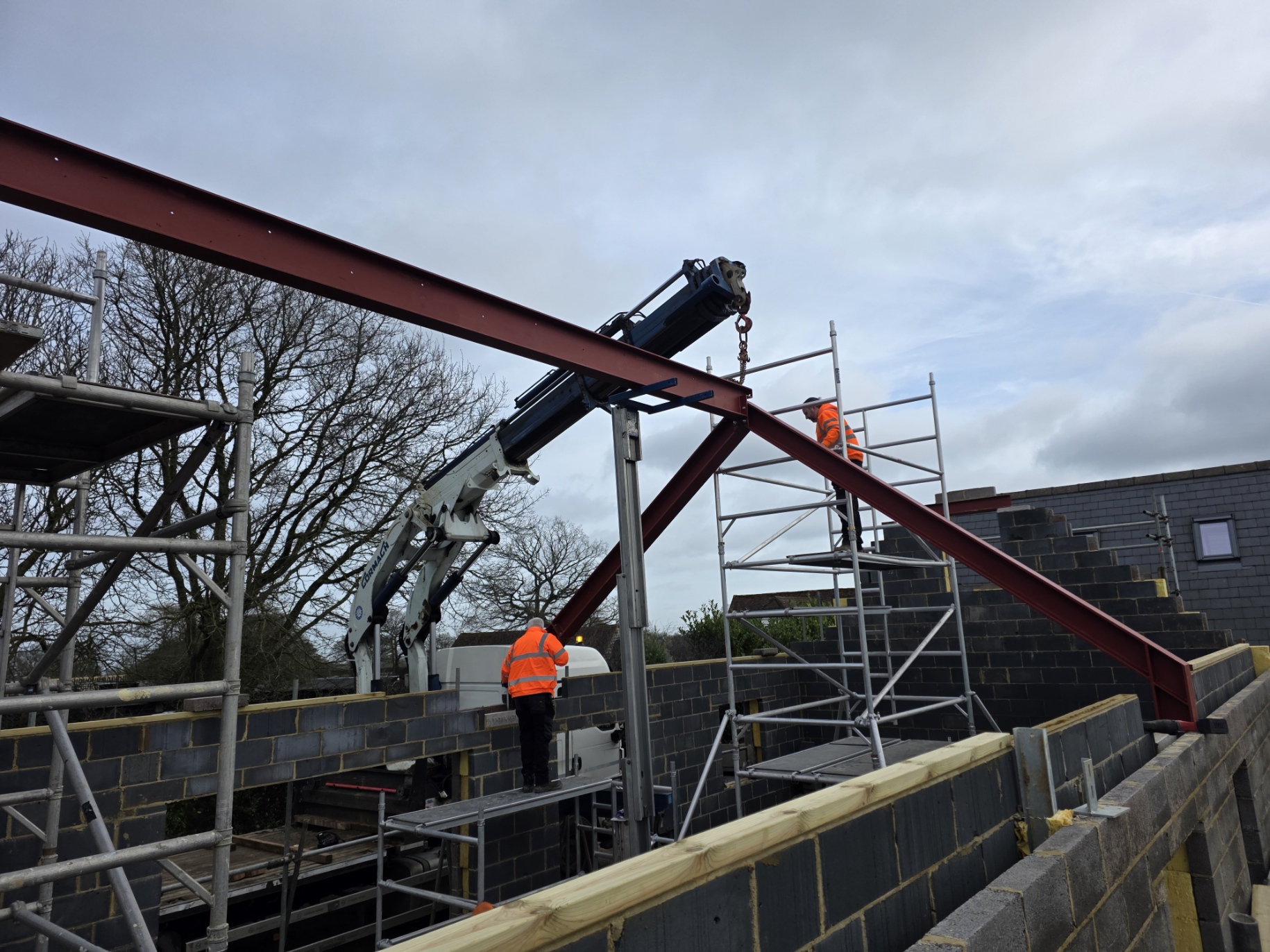 Truck-mounted HIAB crane in operation, South East England